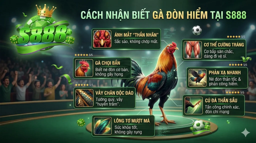 Cách nhận biết gà có đòn hiểm khi xem đá gà S888