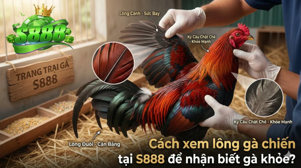 Cách xem lông gà chiến tại S888 để nhận biết gà khỏe